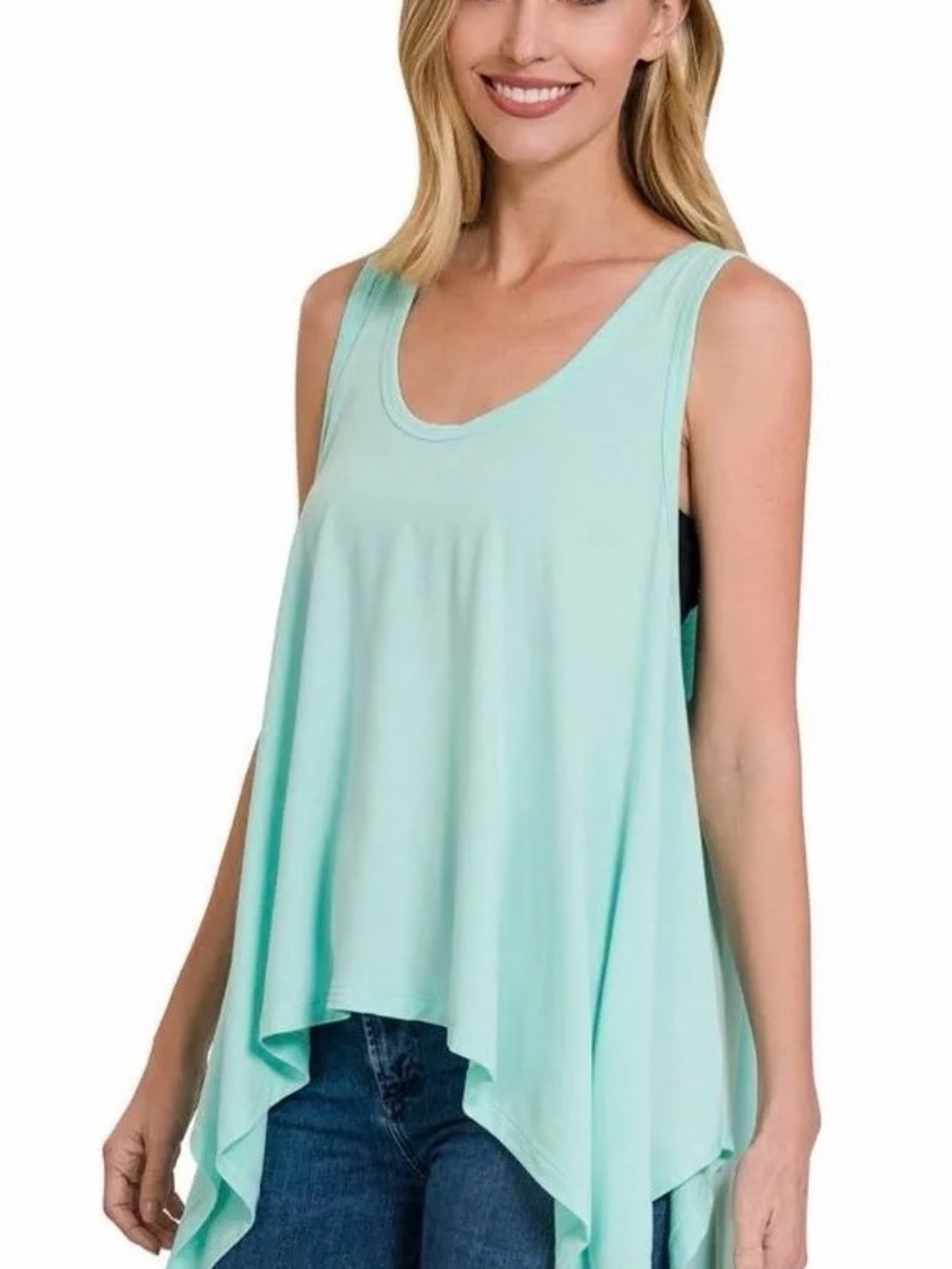 Zenana Outfitters Mint Aqua Flowing Sleeveless Tank